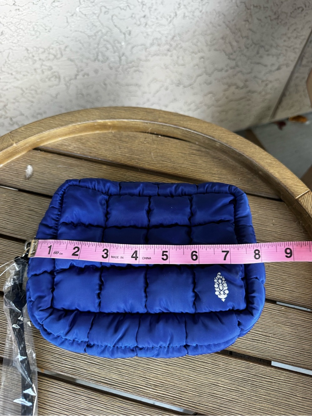 Free People Cosmetic Quilted Blue Wristlet Pouch New with Tags